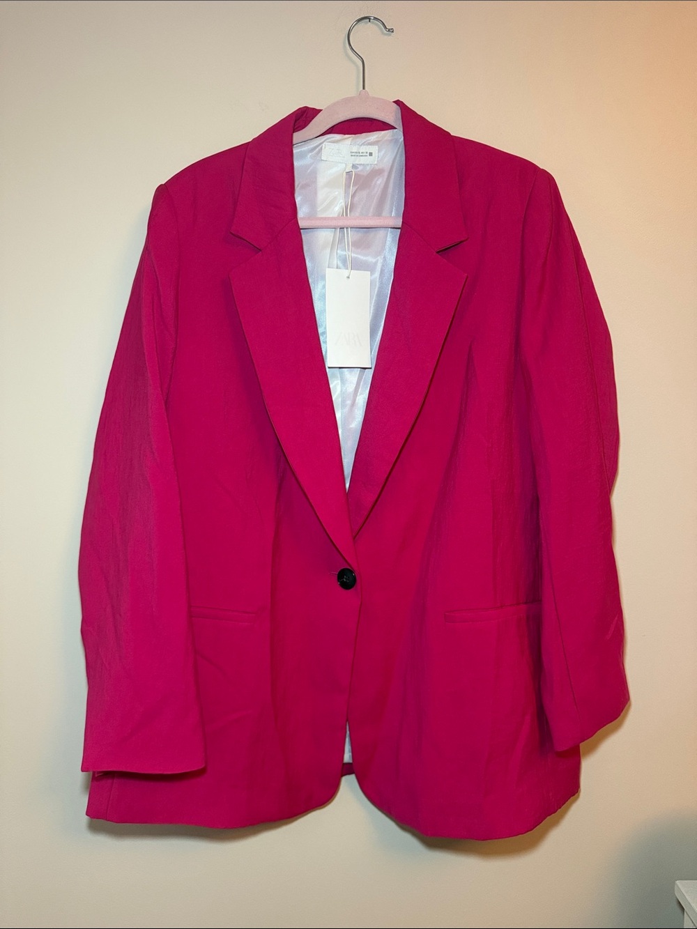 ZARA Women’s Hot Pink Single-Button Blazer